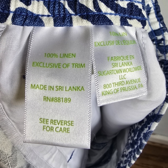 Lilly Pulitzer, New, Aden Linen Tassel Ankle Pants Indigo Home Slice SZ Small - Picture 10 of 11